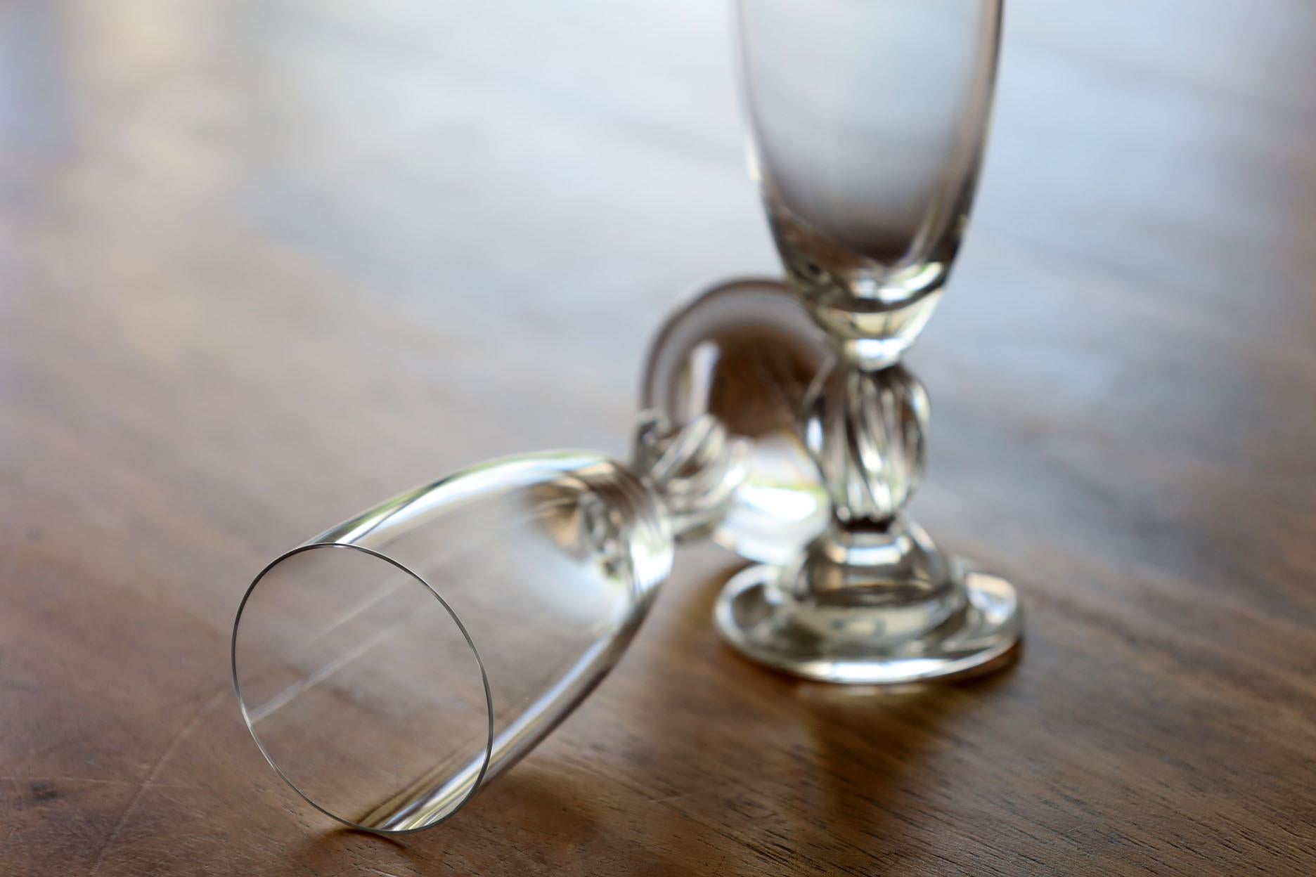 Francese Set di 6 bicchieri da aperitivo/liquore Lalique Frejus in vendita