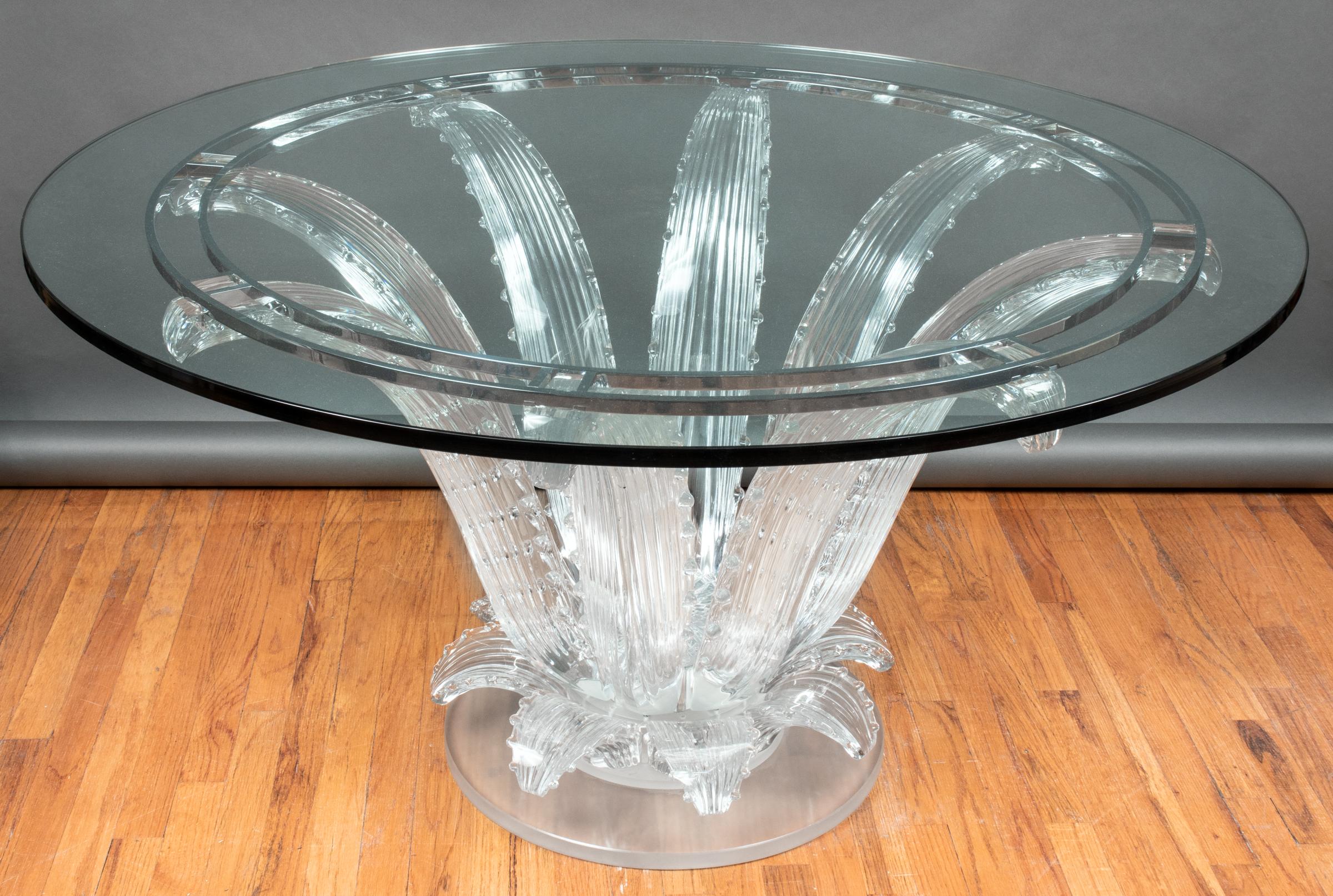 Lalique French Art Deco Style Frosted Glass 'Cactus' Center Table In Good Condition In New York, NY
