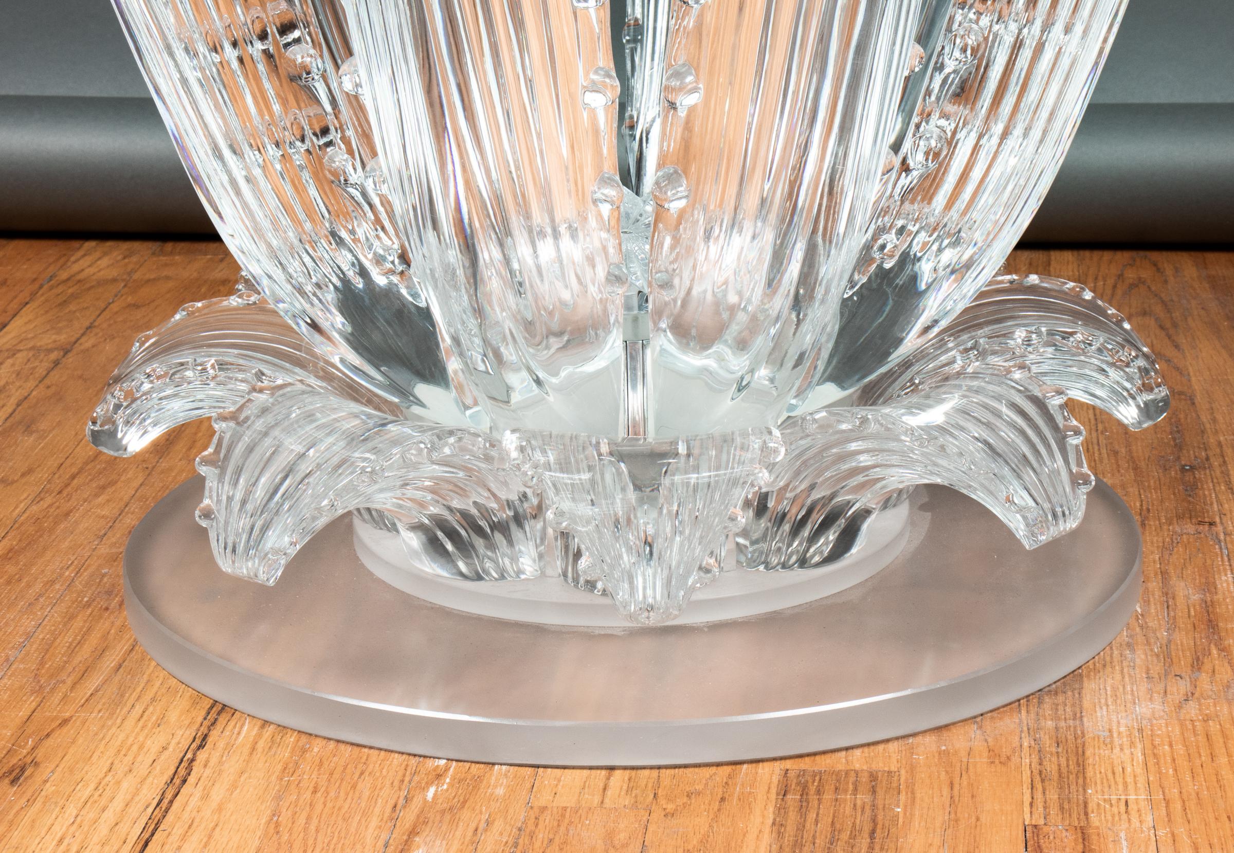 20th Century Lalique French Art Deco Style Frosted Glass 'Cactus' Center Table