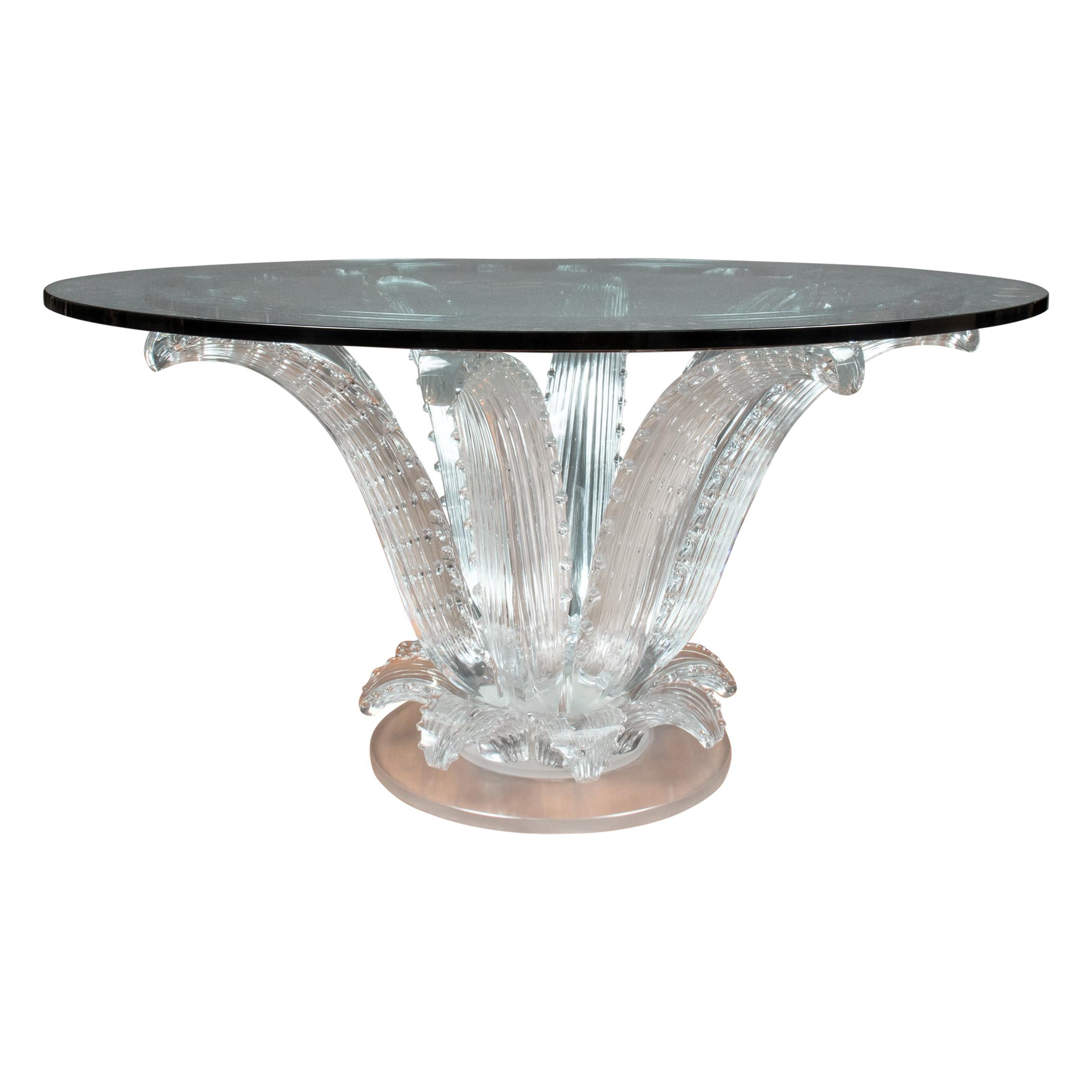 Lalique French Art Deco Style Frosted Glass 'Cactus' Center Table