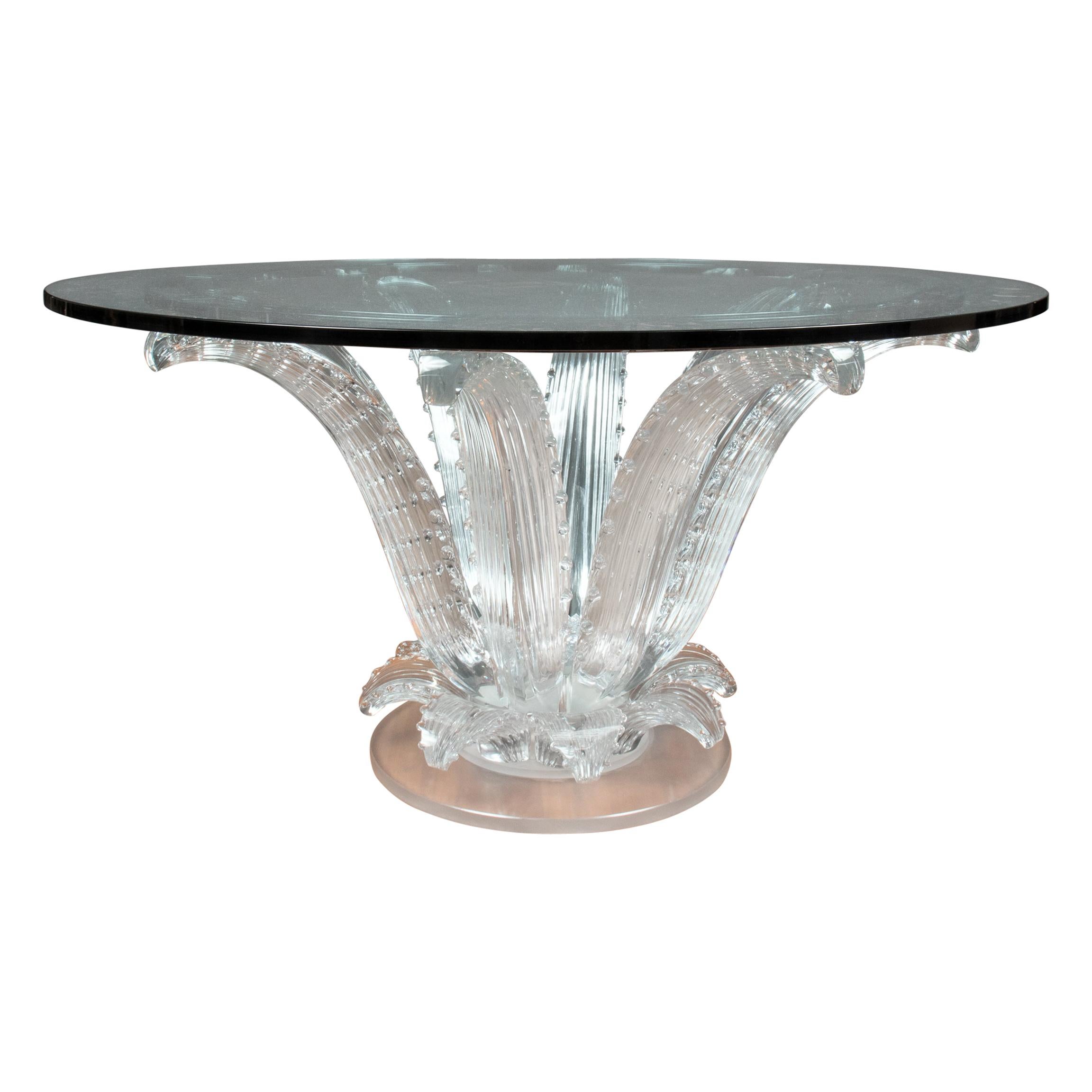 Lalique French Art Deco Style Frosted Glass Cactus Center Table At 1stdibs