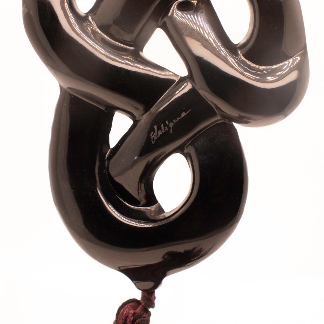 Lalique French Art Glass 'Serpent Sautoir Noir' Black Snake Pendant Necklace 7
