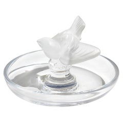 Vintage Lalique French Crystal Modern "Dove" Ring Dish