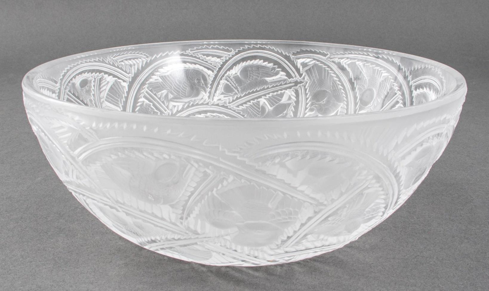 Belle Époque Lalique Frosted & Clear Crystal Bowl For Sale