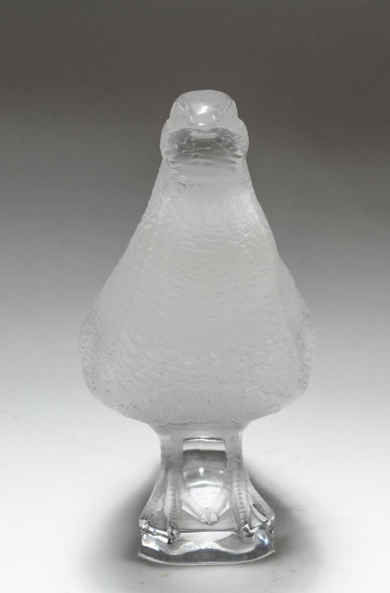 Modern Lalique Frosted Crystal Art Glass Partridge Figurine