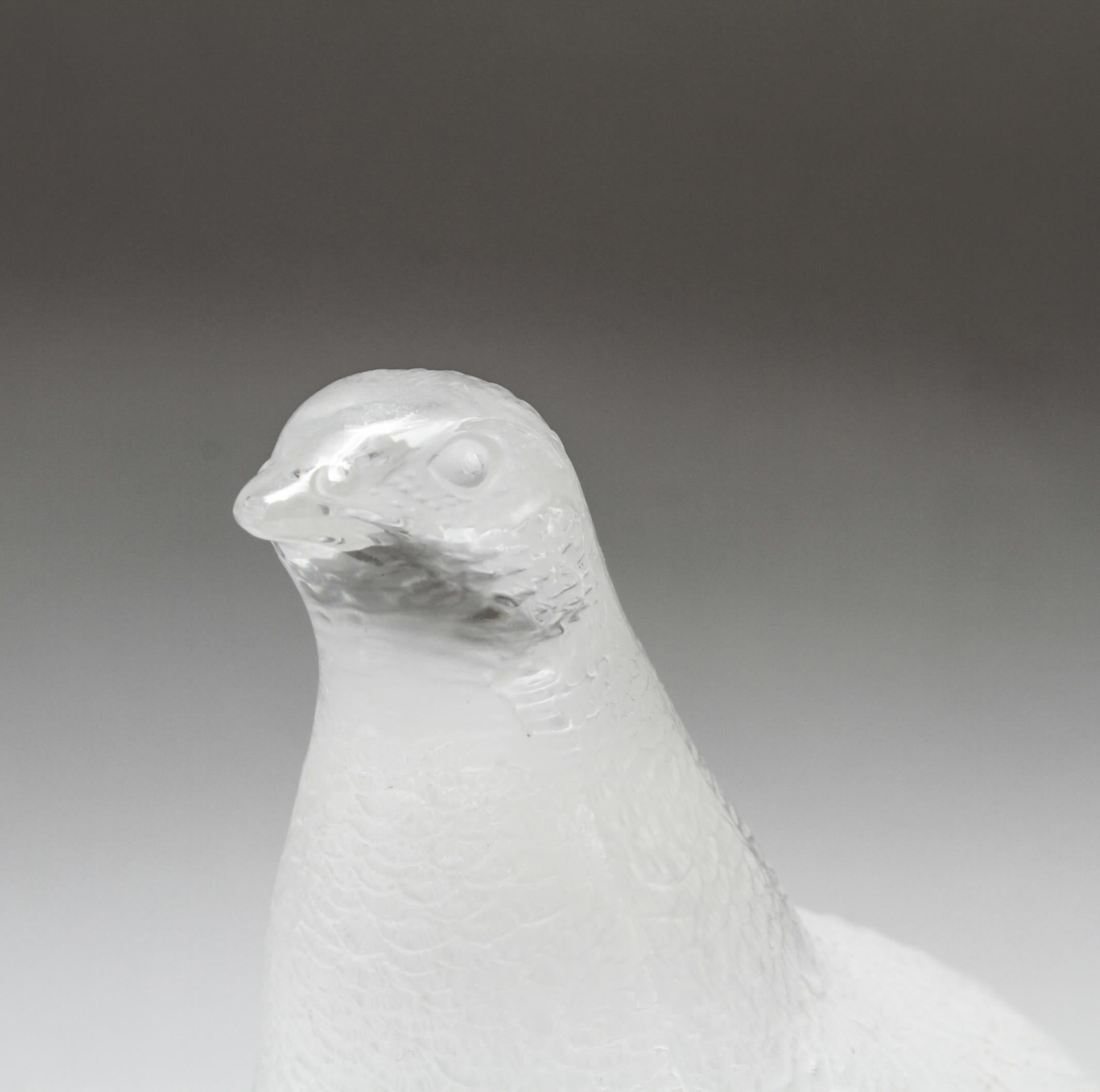 French Lalique Frosted Crystal Art Glass Partridge Figurine