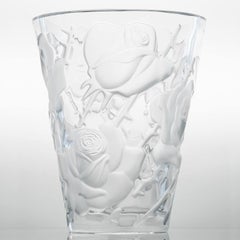 Lalique Frosted Crystal Ispahan Rose Vase, France
