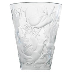 Lalique Frosted Crystal Ispahan Rose Vase, France
