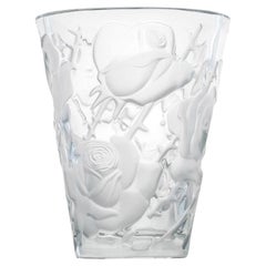 Lalique Frosted Crystal Ispahan Rose Vase, France