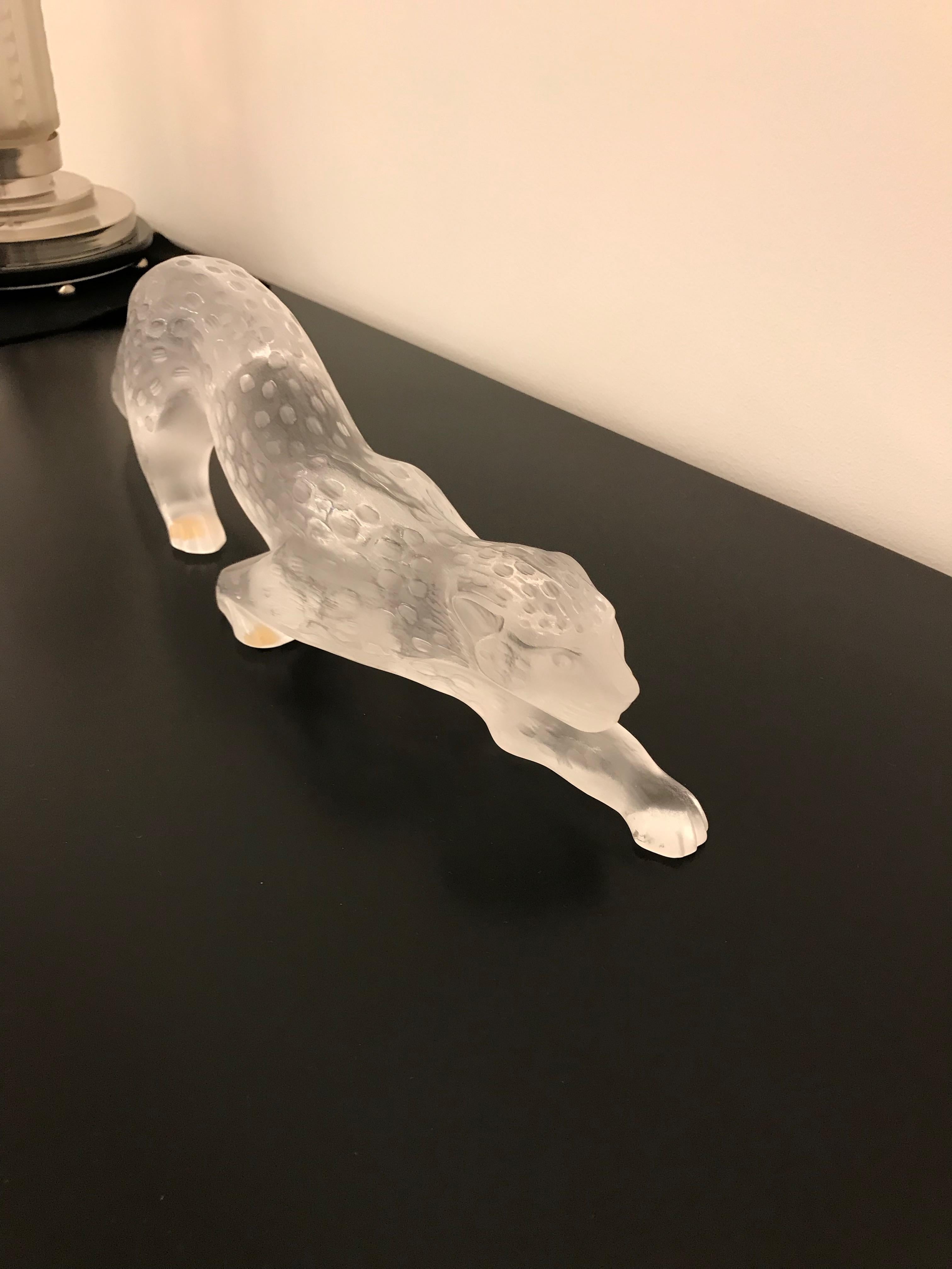 Late 20th Century Lalique Frosted Crystal Zeila Panther For Sale