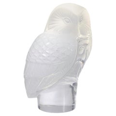 Lalique Frosted Glass Chouette Owl Figurine or Paperweight
