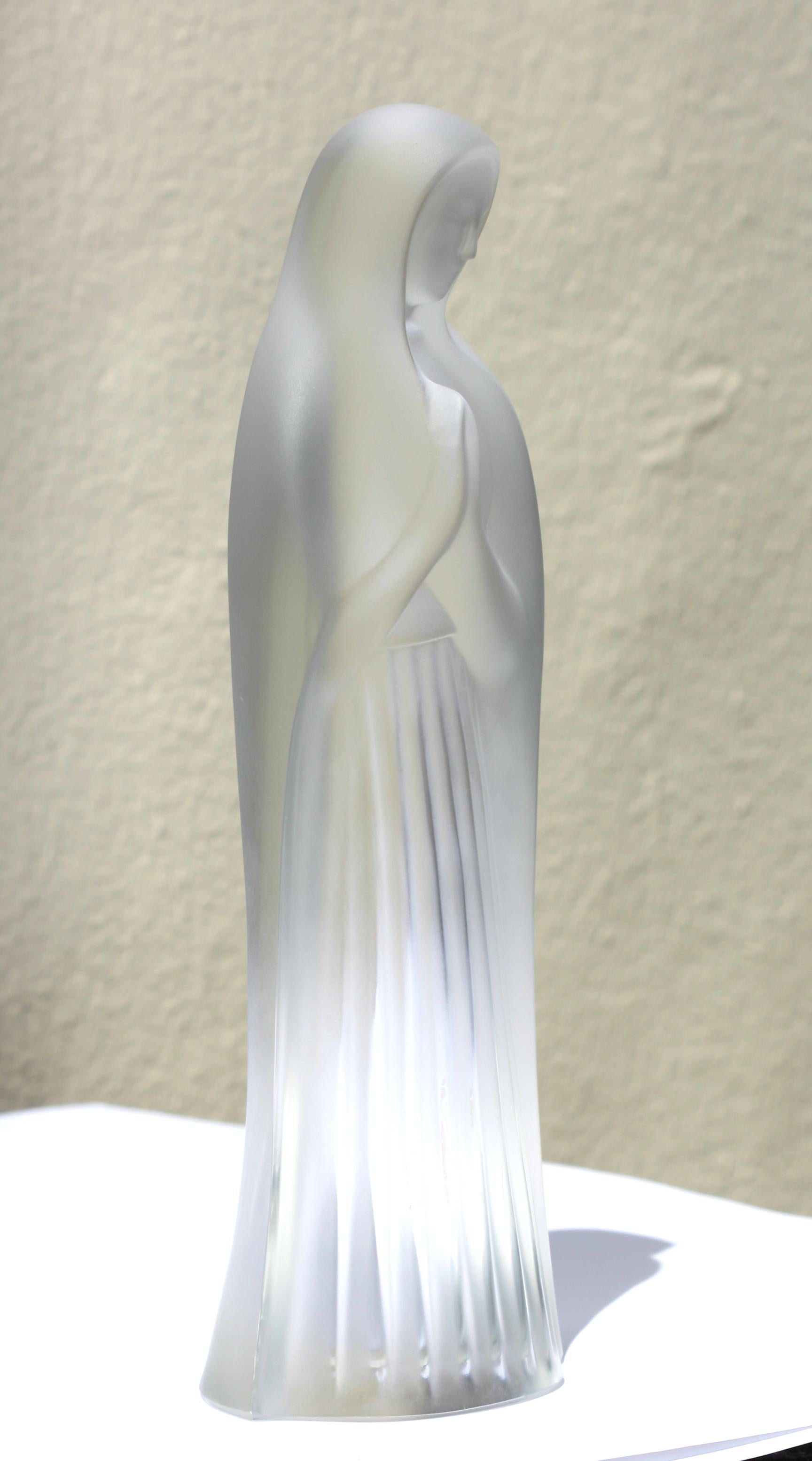 Lalique Frosted Glass Figure of a Madonna In Good Condition For Sale In West Palm Beach, FL