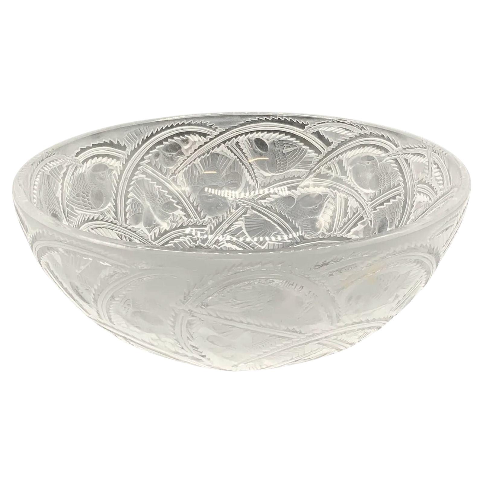 Cuenco "Pinsons" de cristal esmerilado Lalique