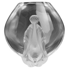 Lalique "Garance" Abstract Aquatic Vase in Polished & Frosted Crystal France