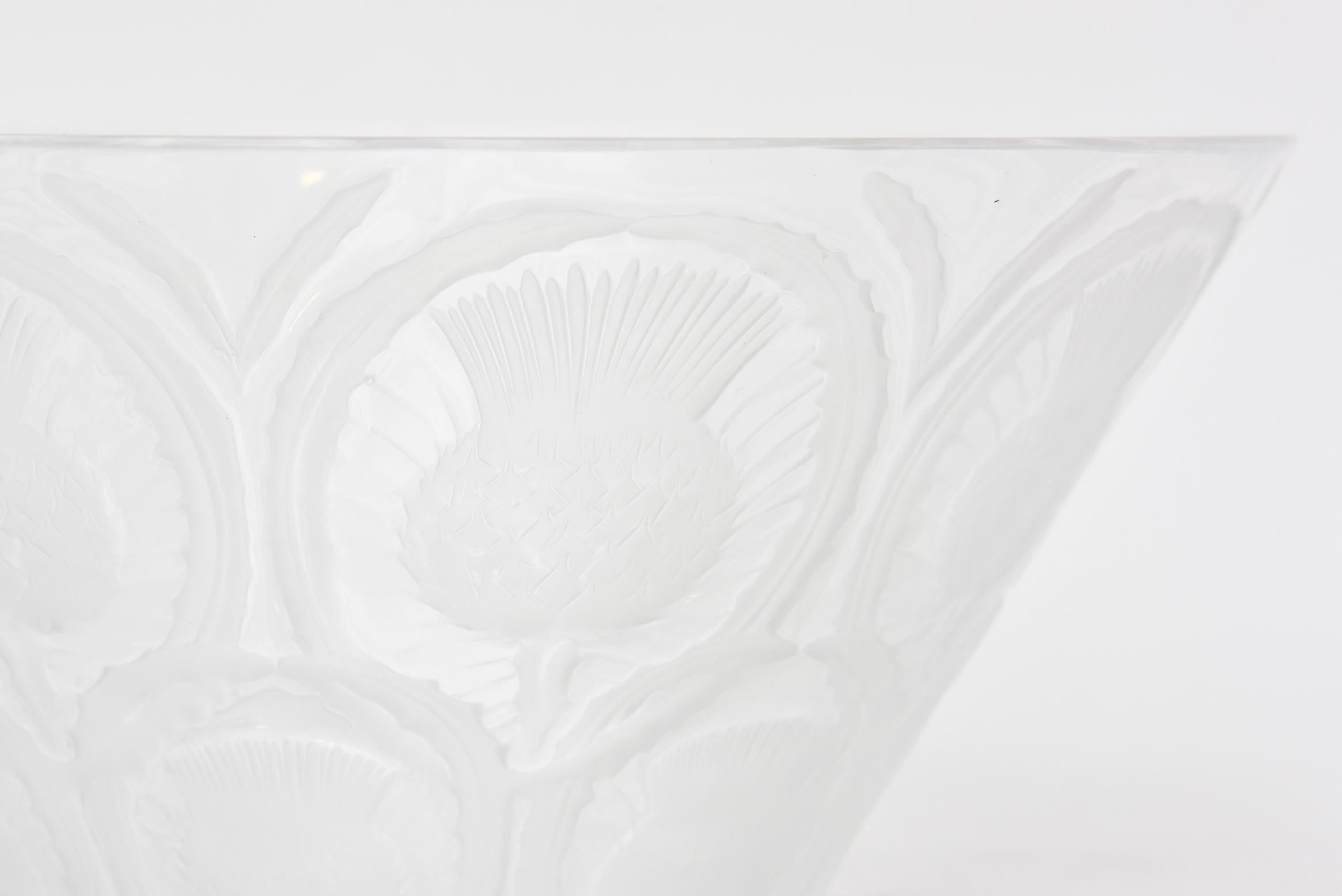 Lalique Glass Bowl or Centerpiece Bowl Thistle Pattern Vintage 1