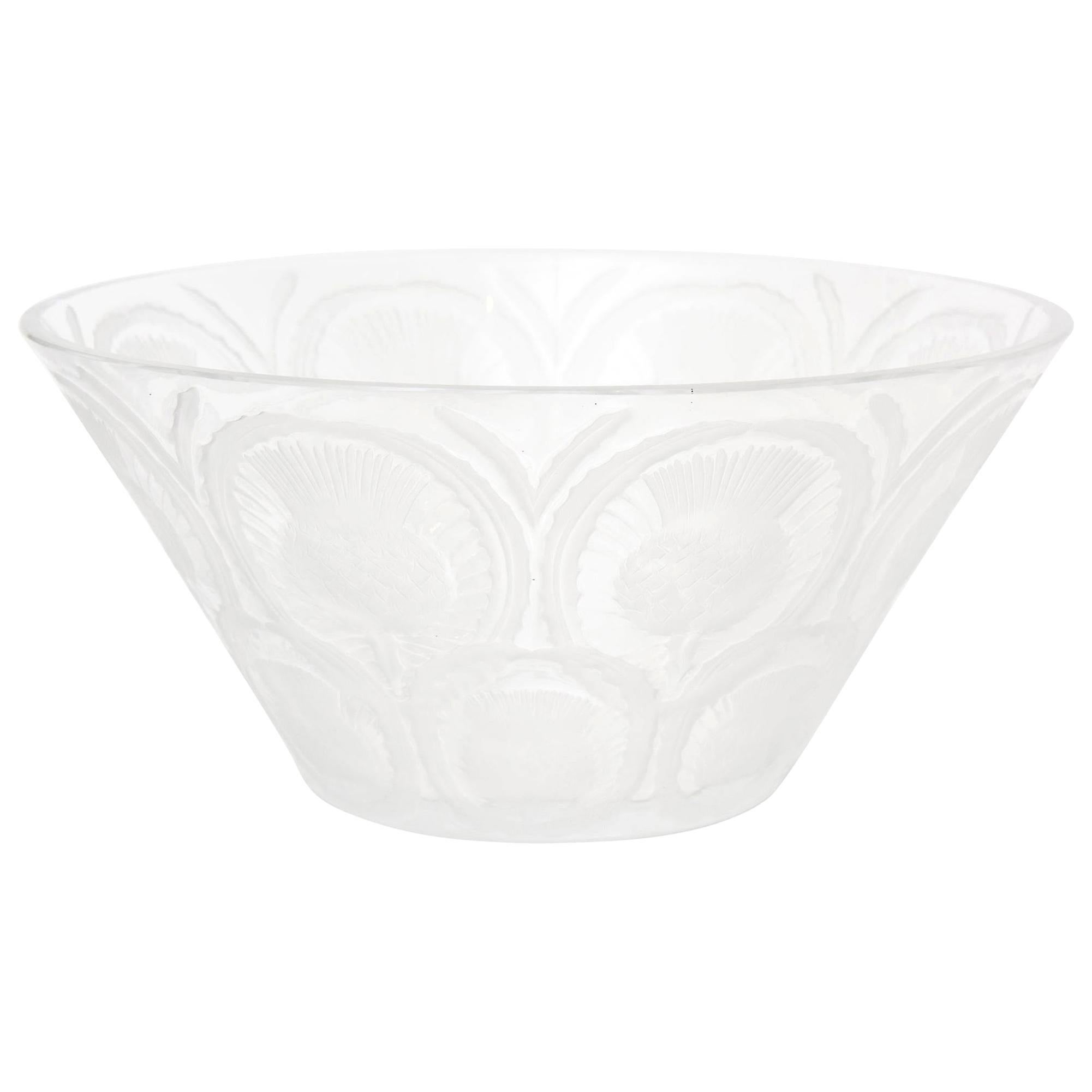 Lalique Glass Bowl or Centerpiece Bowl Thistle Pattern