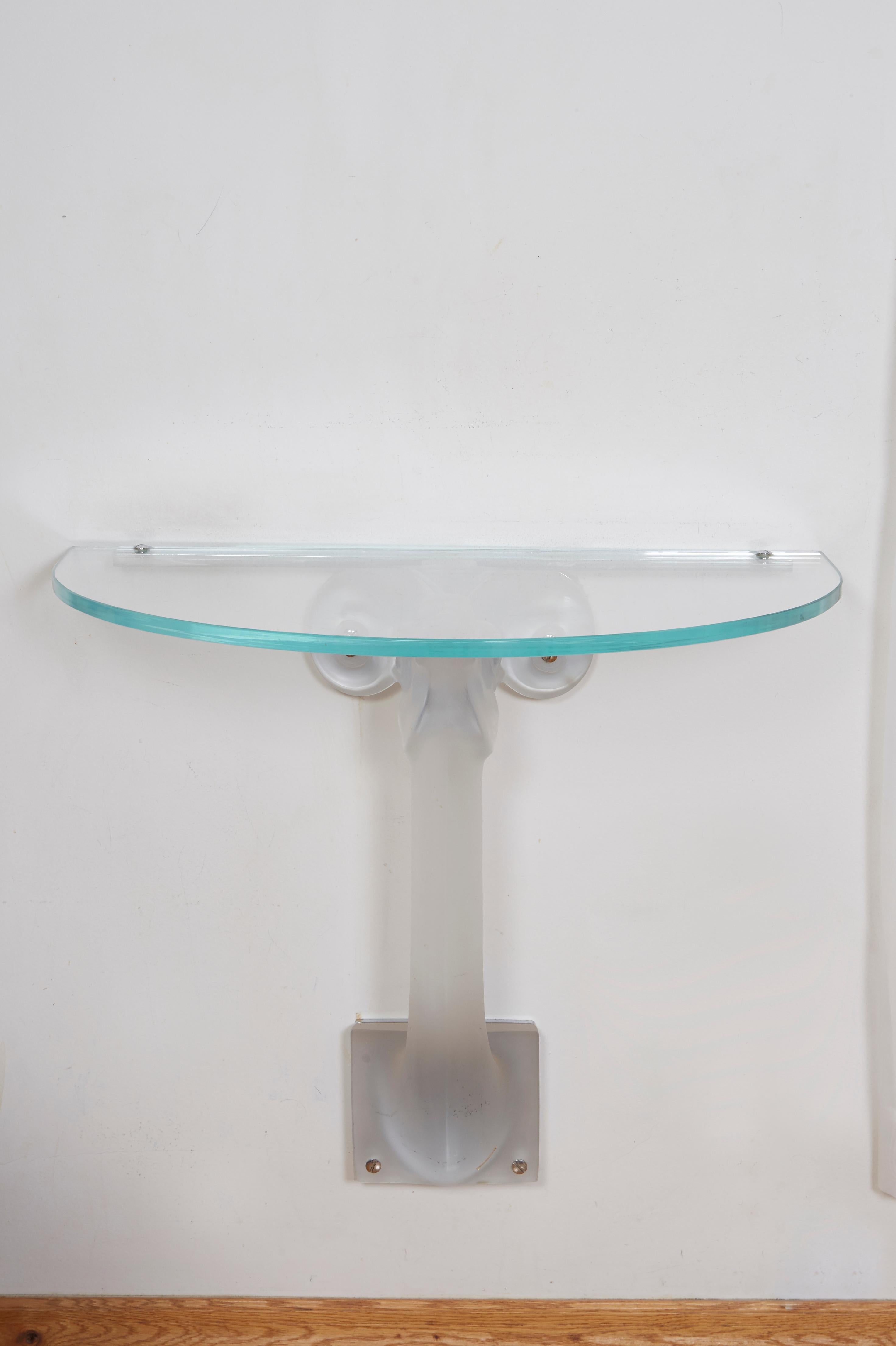 Mid-Century Modern Lalique Glass Consoles or Side Tables or Night Tables For Sale