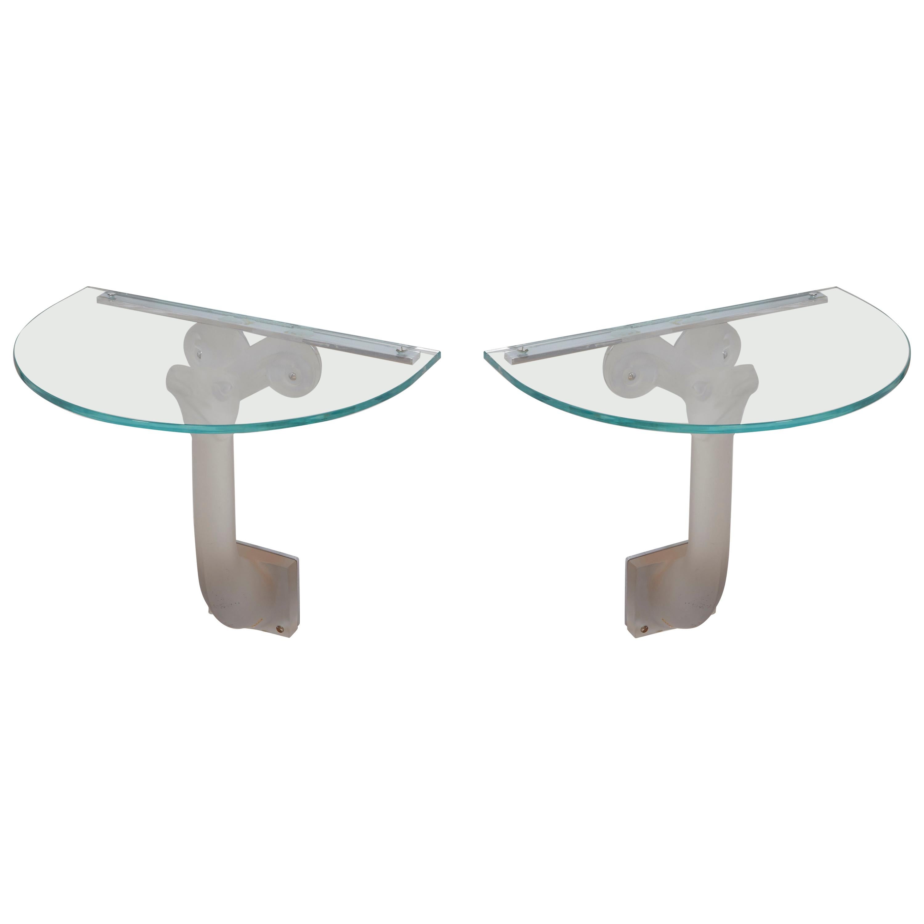 Lalique Glass Consoles or Side Tables or Night Tables For Sale