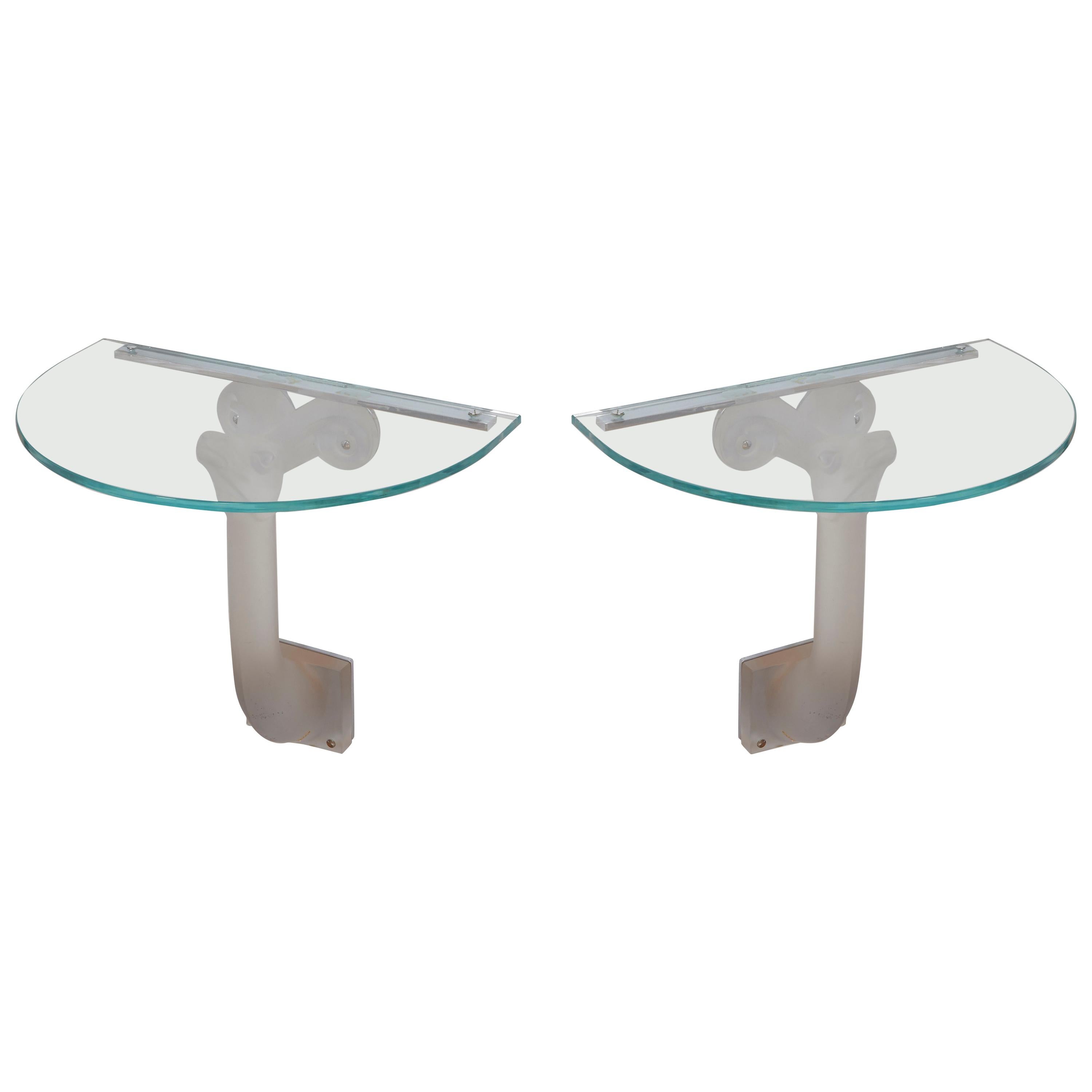 Lalique Glass Consoles or Side Tables or Night Tables