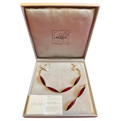 LALIQUE - Gold Plated Necklace and Pendant Set 