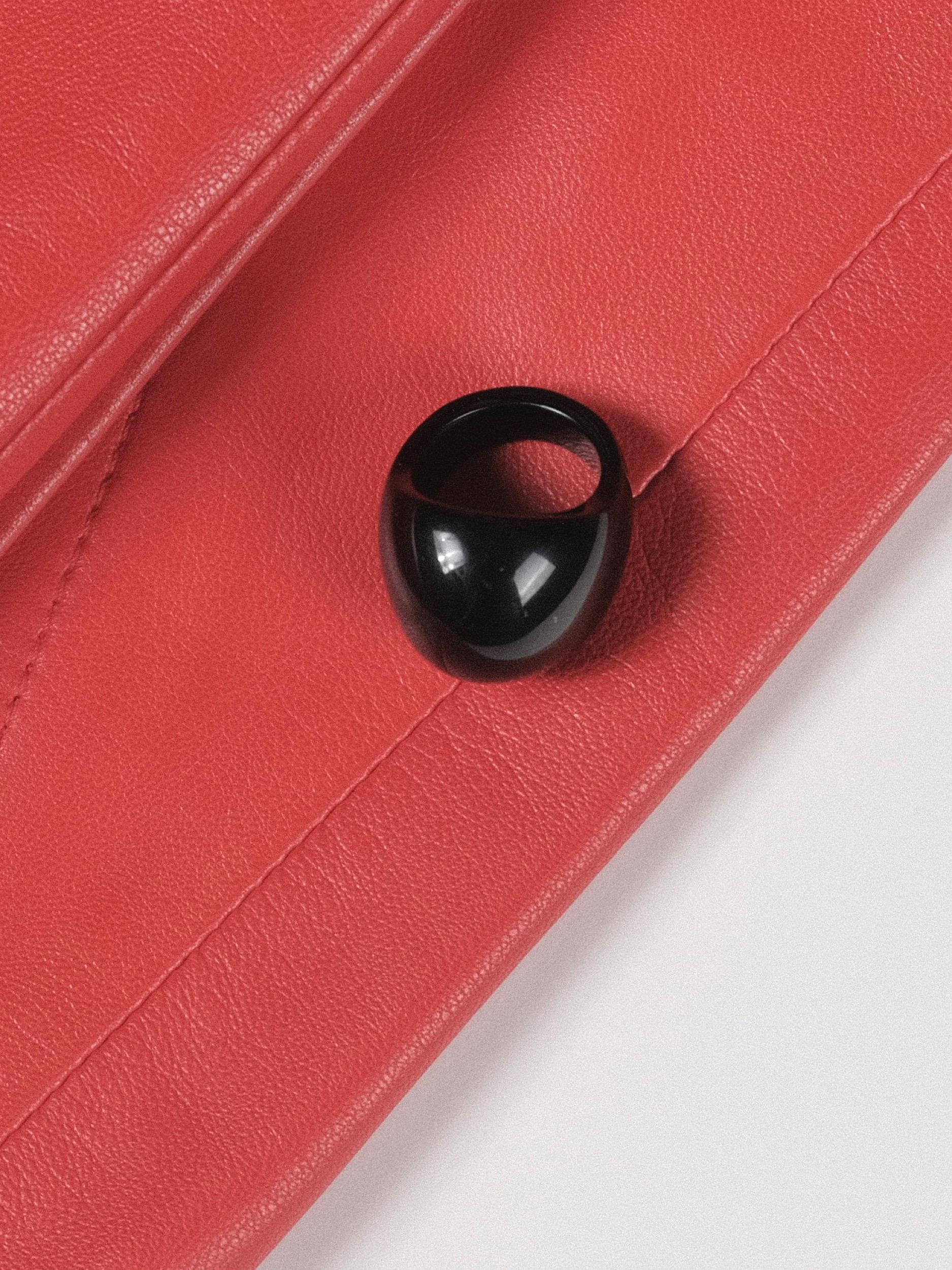 Lalique Gourmande Cabochon Glass Ring Black Size 5.5 For Sale 10