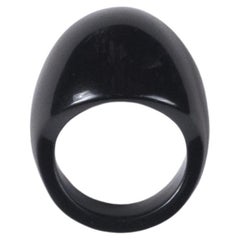 Lalique Gourmande Cabochon Glass Ring Black Size 5.5