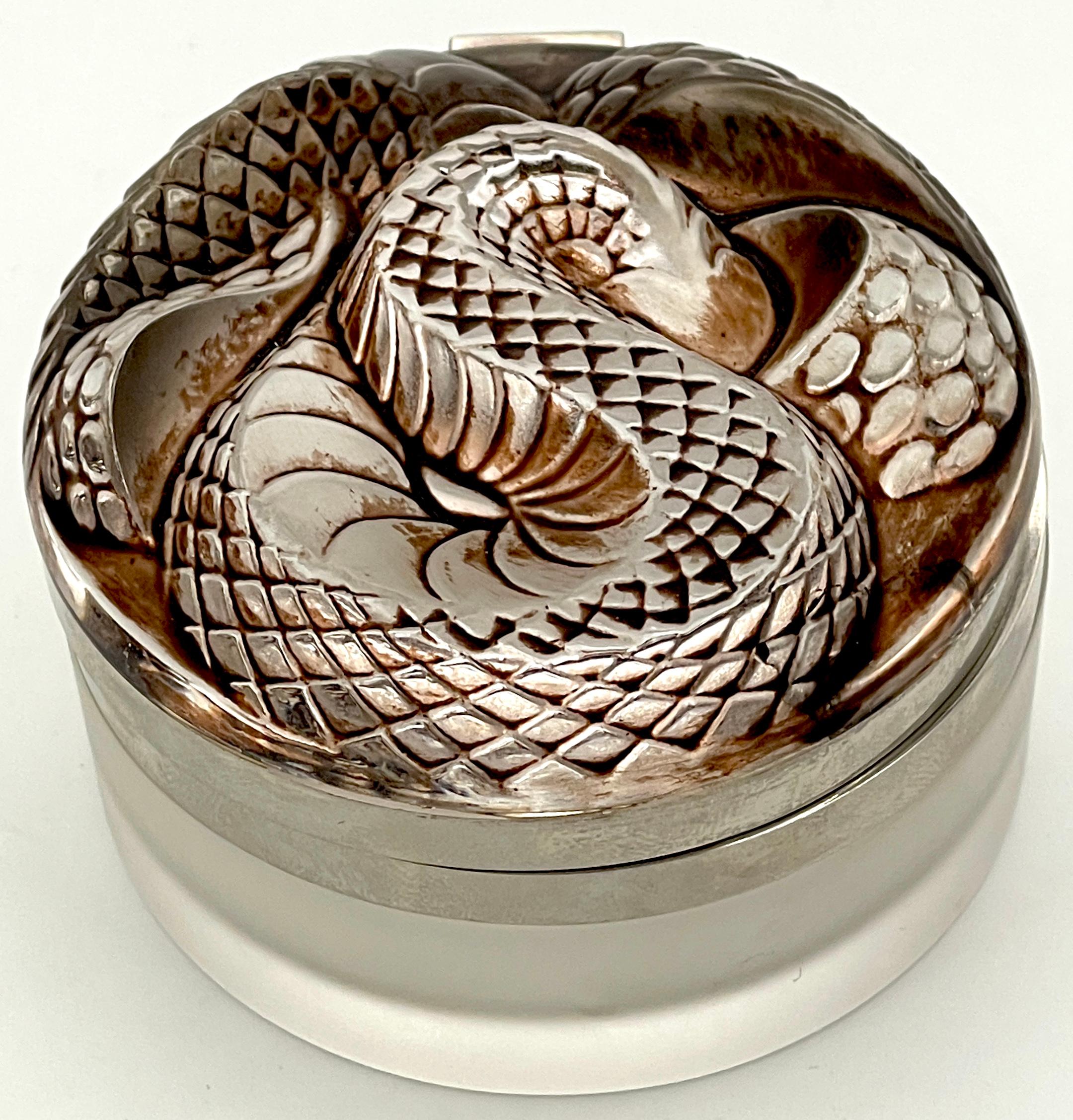 Lalique Gray/Black Serpent Box, Circa 1970s For Sale at 1stDibs