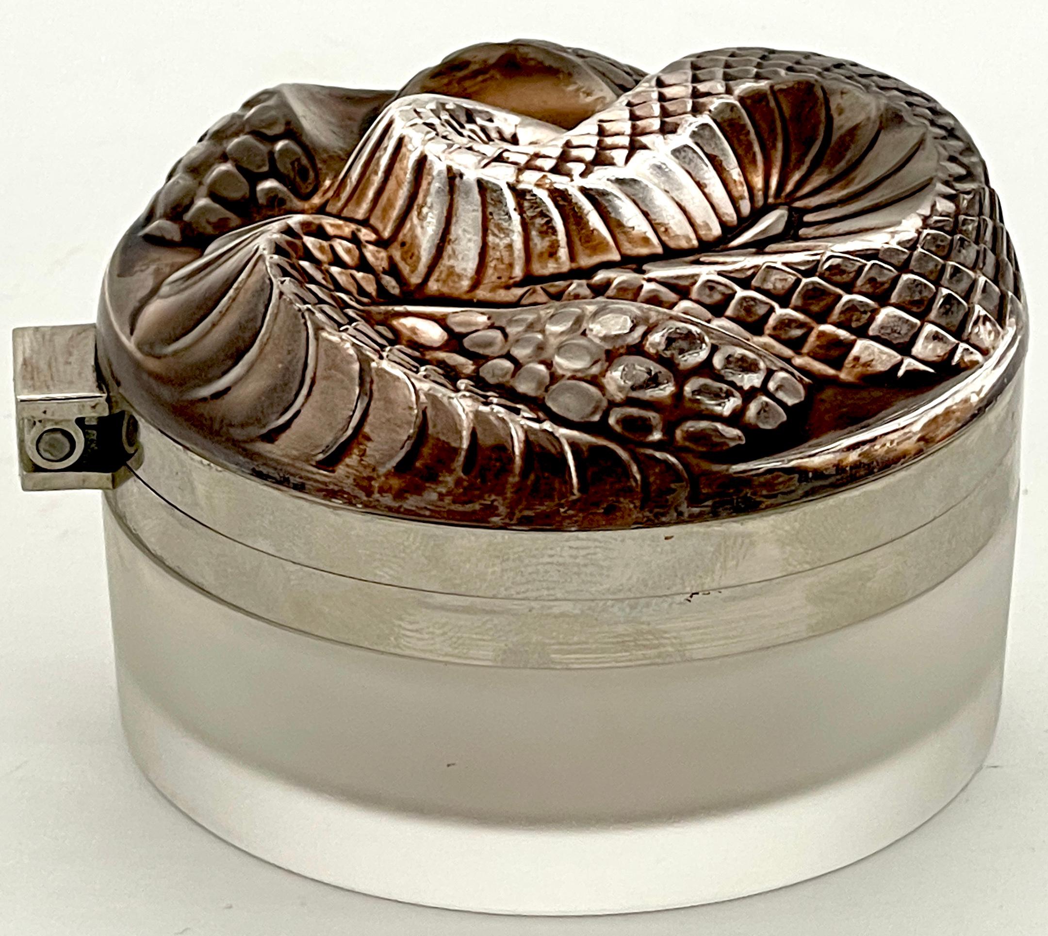 Lalique Gray/Black Serpent Box, Circa 1970s   In Good Condition In West Palm Beach, FL