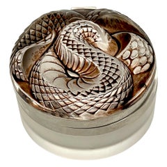 Lalique Gray/Black Serpent Box, Circa 1970s