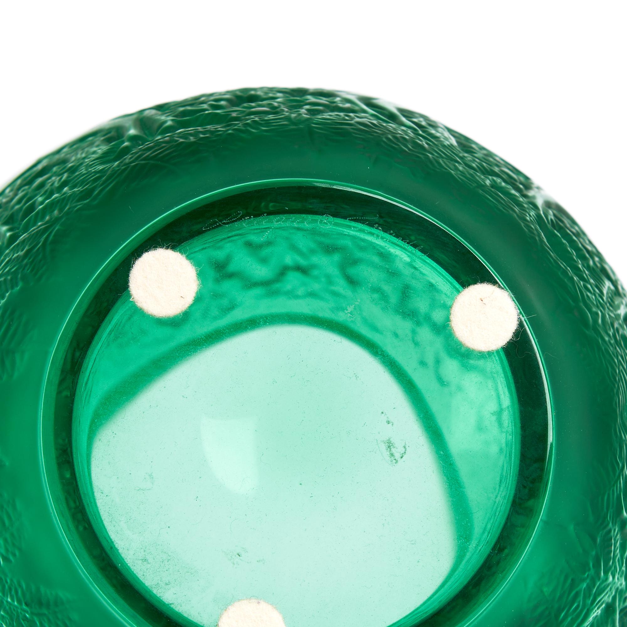 Lalique Green Glass Biches Vase For Sale 3