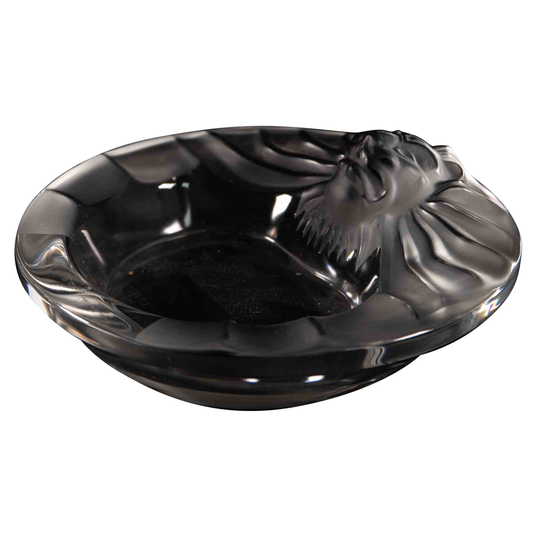 Cendrier à tête de lion Lalique, milieu du 20e siècle