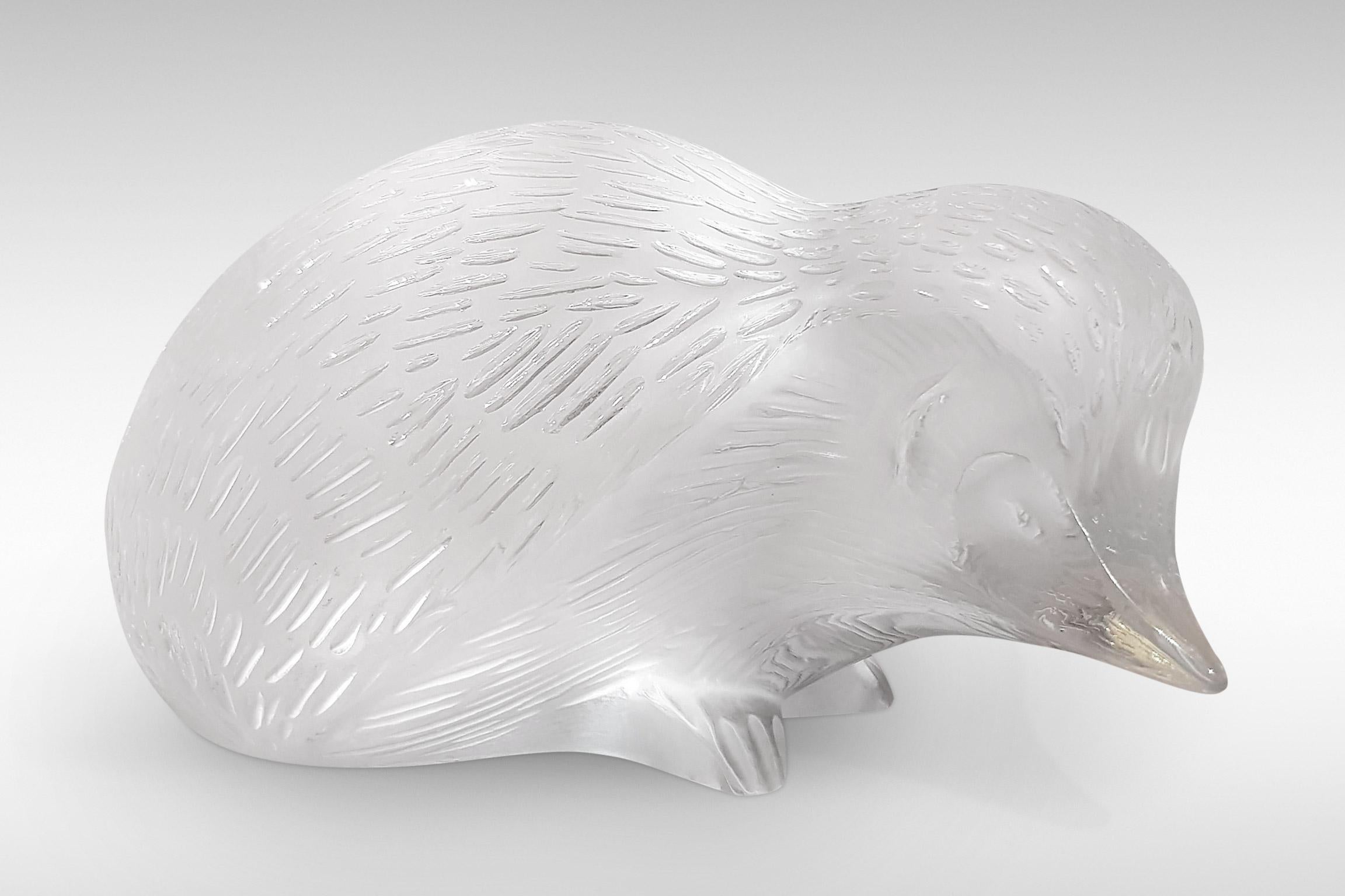 Cute hedgehog in frosted and polished glass by Lalique, circa 1970.