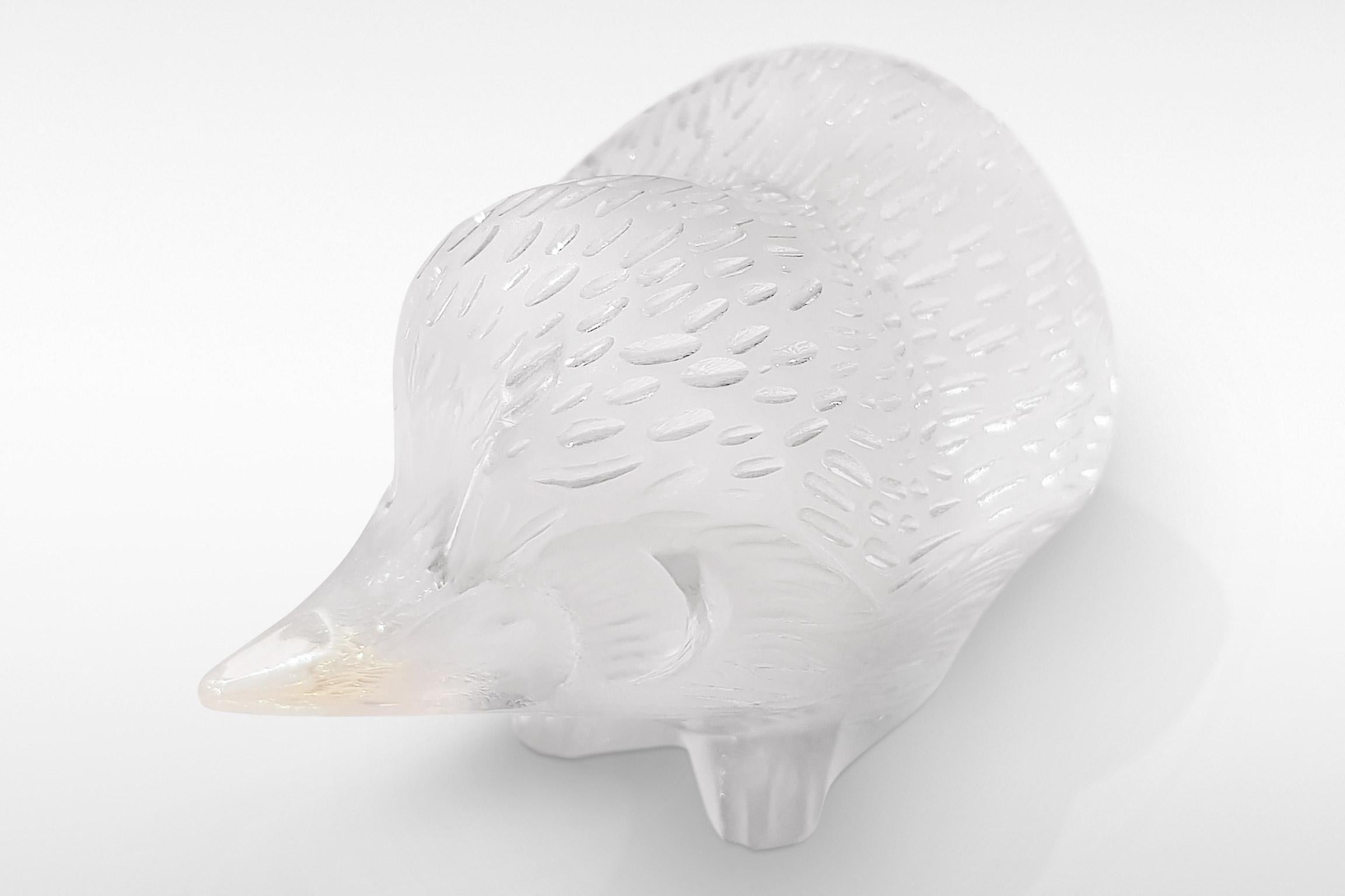 Art Deco Lalique Hedgehog in Frosted and Polished Glass For Sale