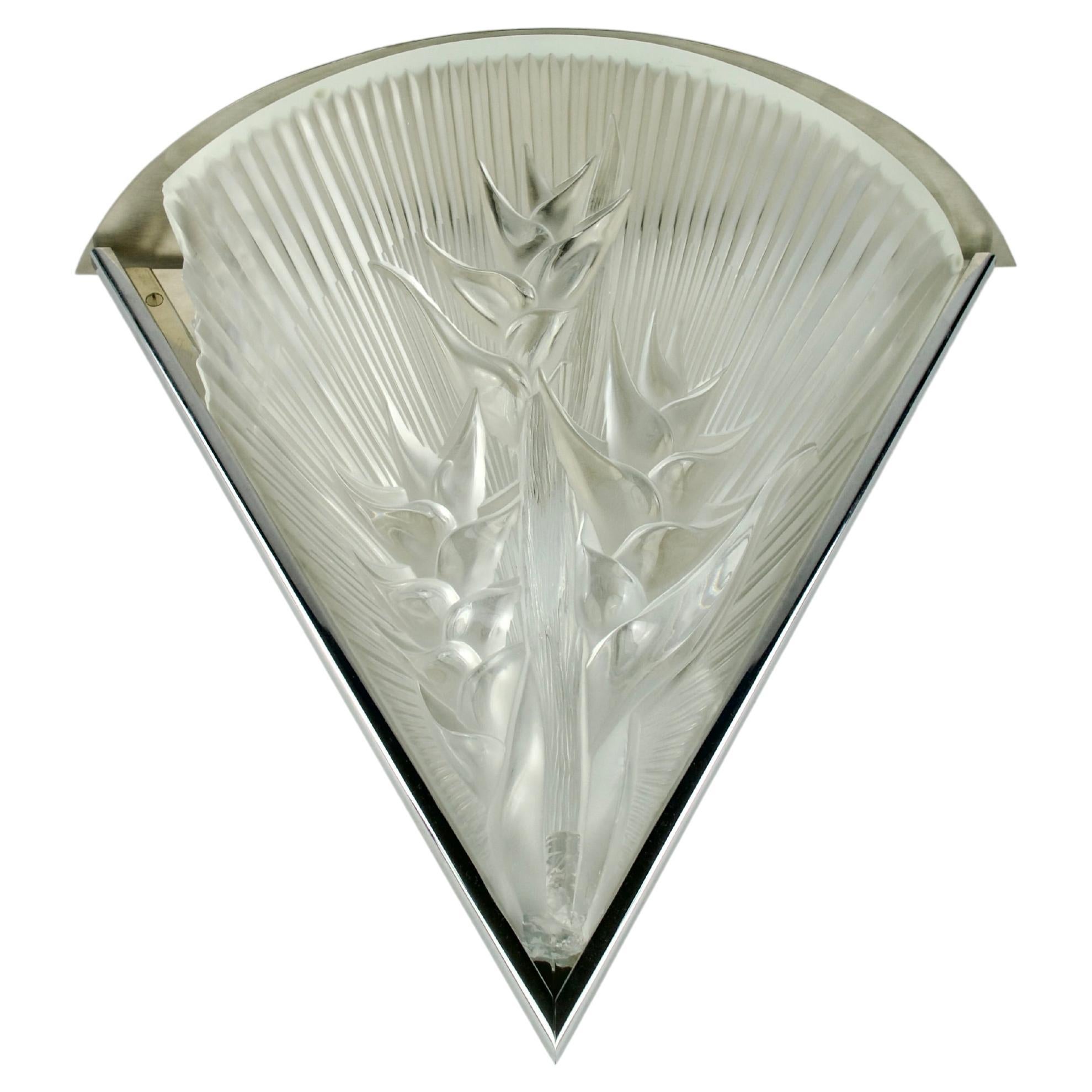 Lalique, "Heliconia" Wall Light, France 1980s For Sale