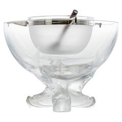 Lalique Igor Caviar Bowl Fish Foot Frosted and Clear Crystal Glass, France