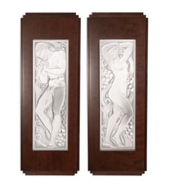 Lalique– Joueur de Pipeau & Figurine et Raisins Bras Leves, 1928 Crystal Sconces
