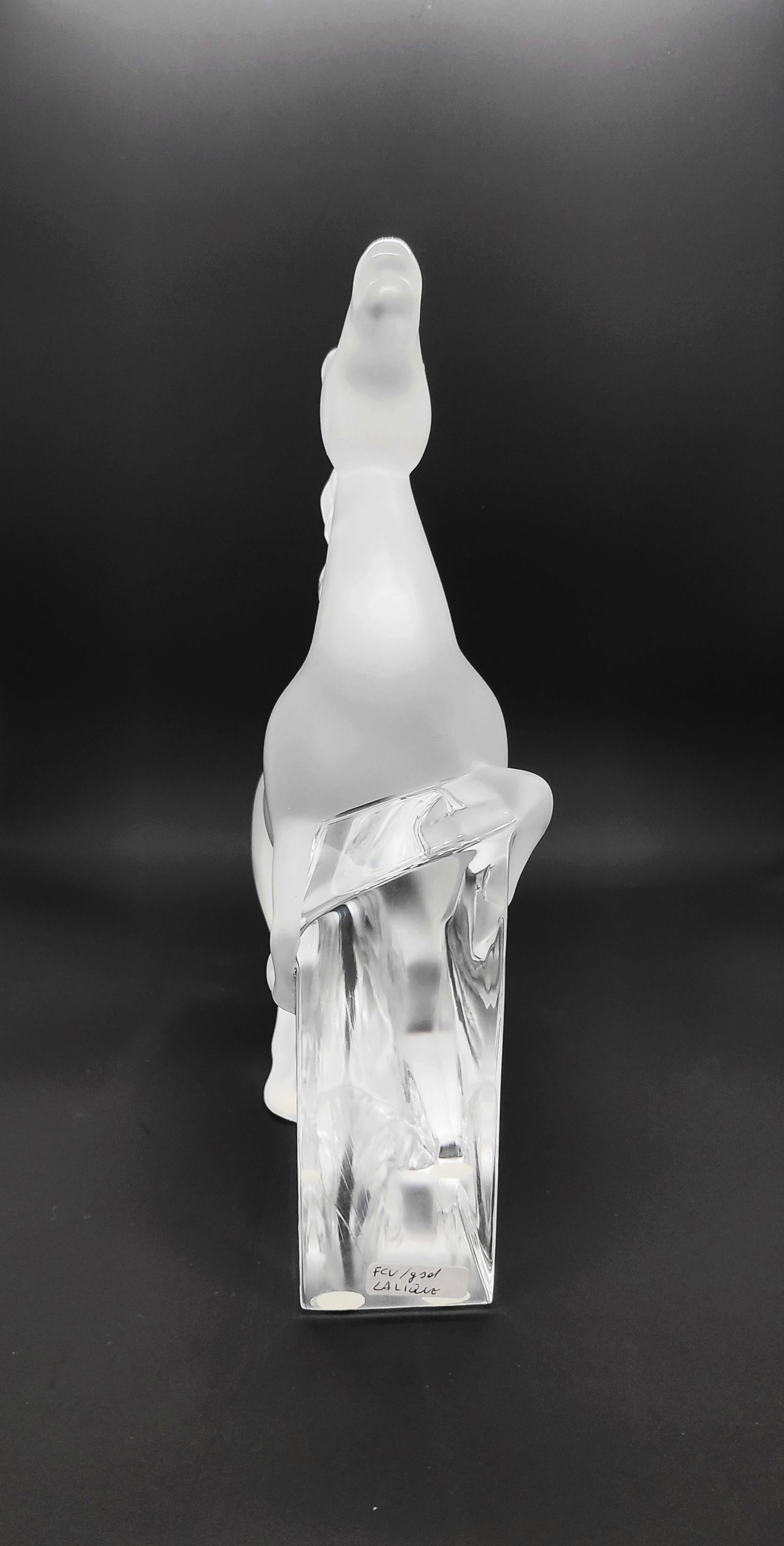 Art Deco Lalique Kazak Horse Sculpture Cheval Kazak Lalique Opaque Transparent Crystal