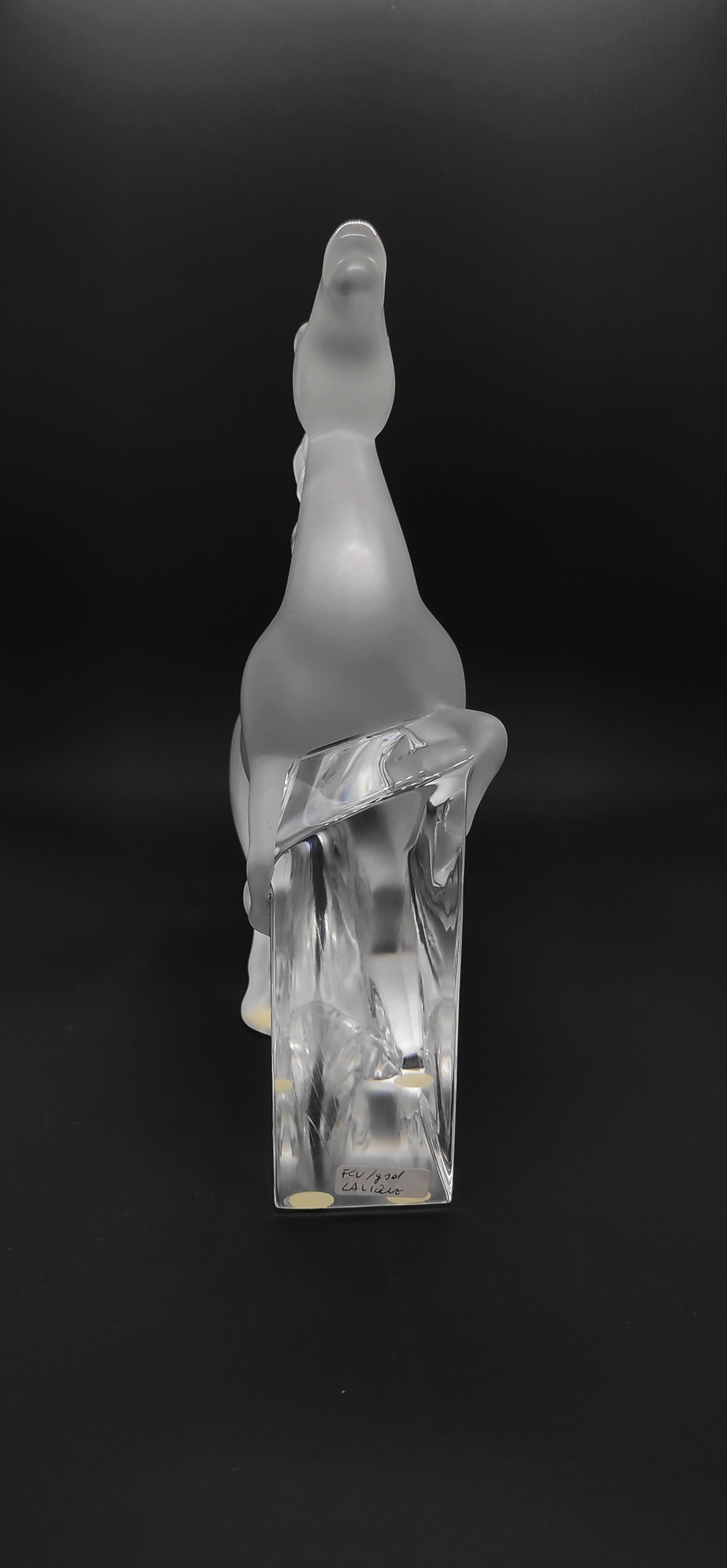 20th Century Lalique Kazak Horse Sculpture Cheval Kazak Lalique Opaque Transparent Crystal