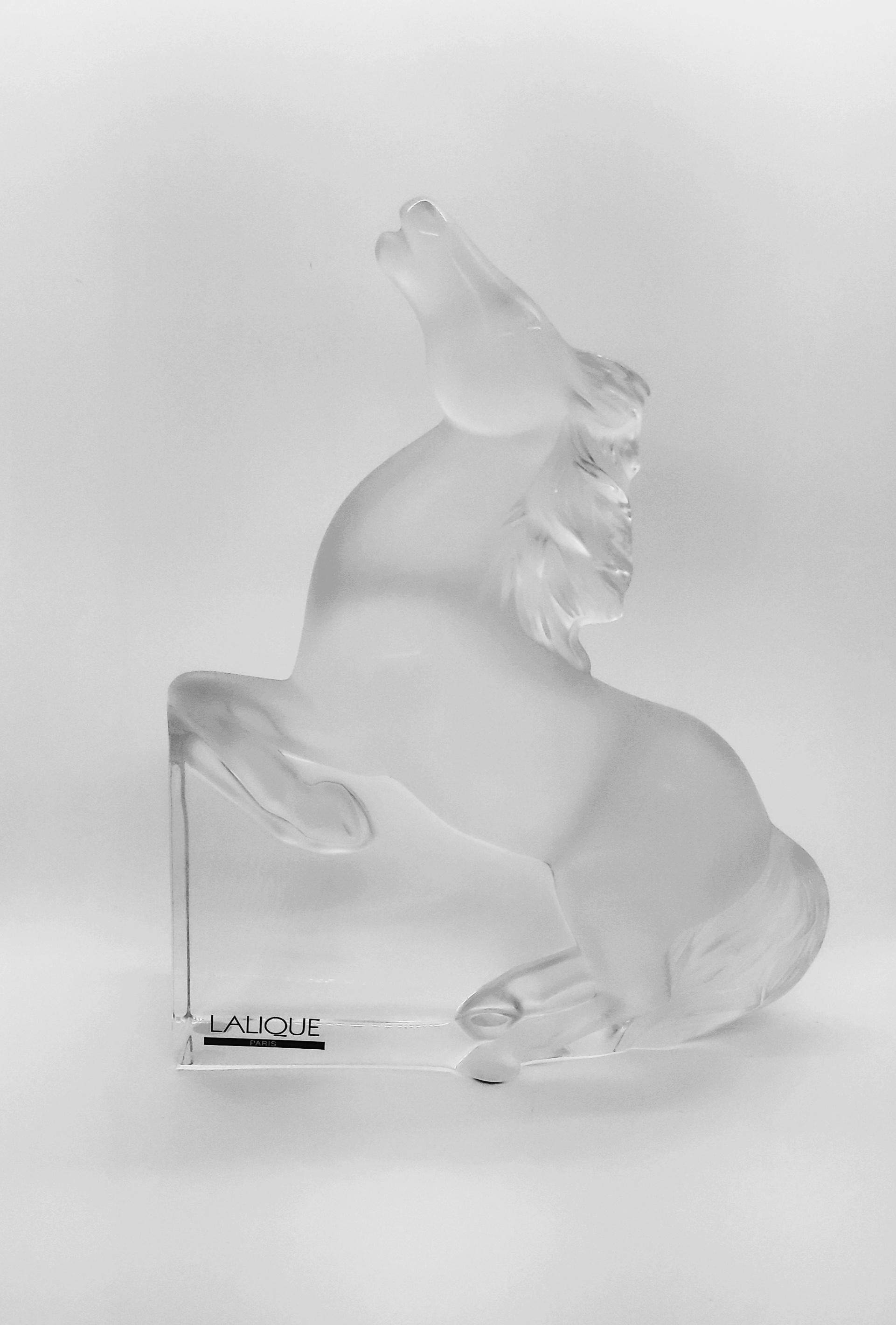Lalique Kazak Horse Sculpture Cheval Kazak Lalique Opaque Transparent Crystal 1