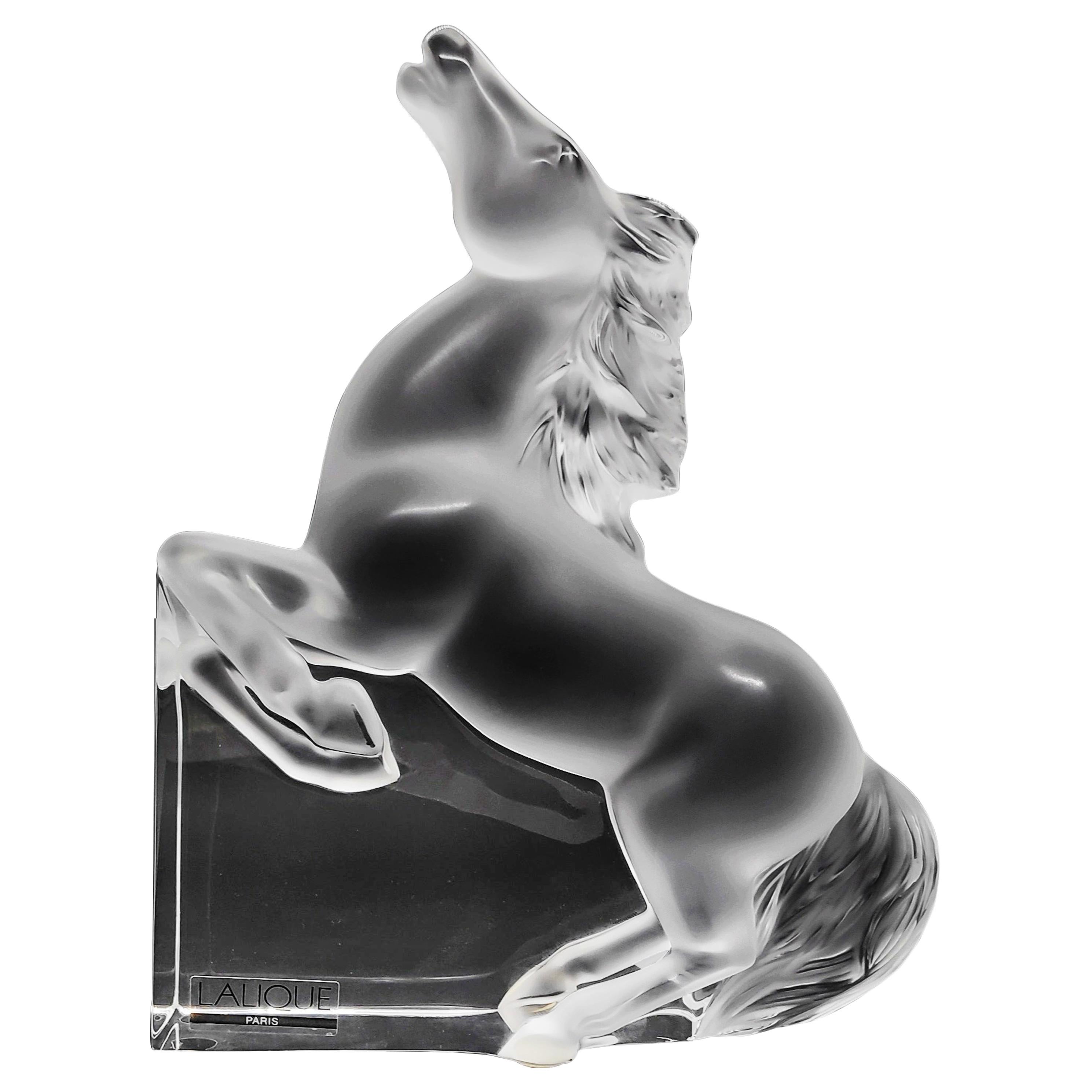 Lalique Kazak Horse Sculpture Cheval Kazak Lalique Opaque Transparent Crystal