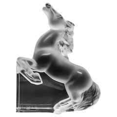 Lalique Kazak Horse Sculpture Cheval Kazak Lalique Opaque Transparent Crystal