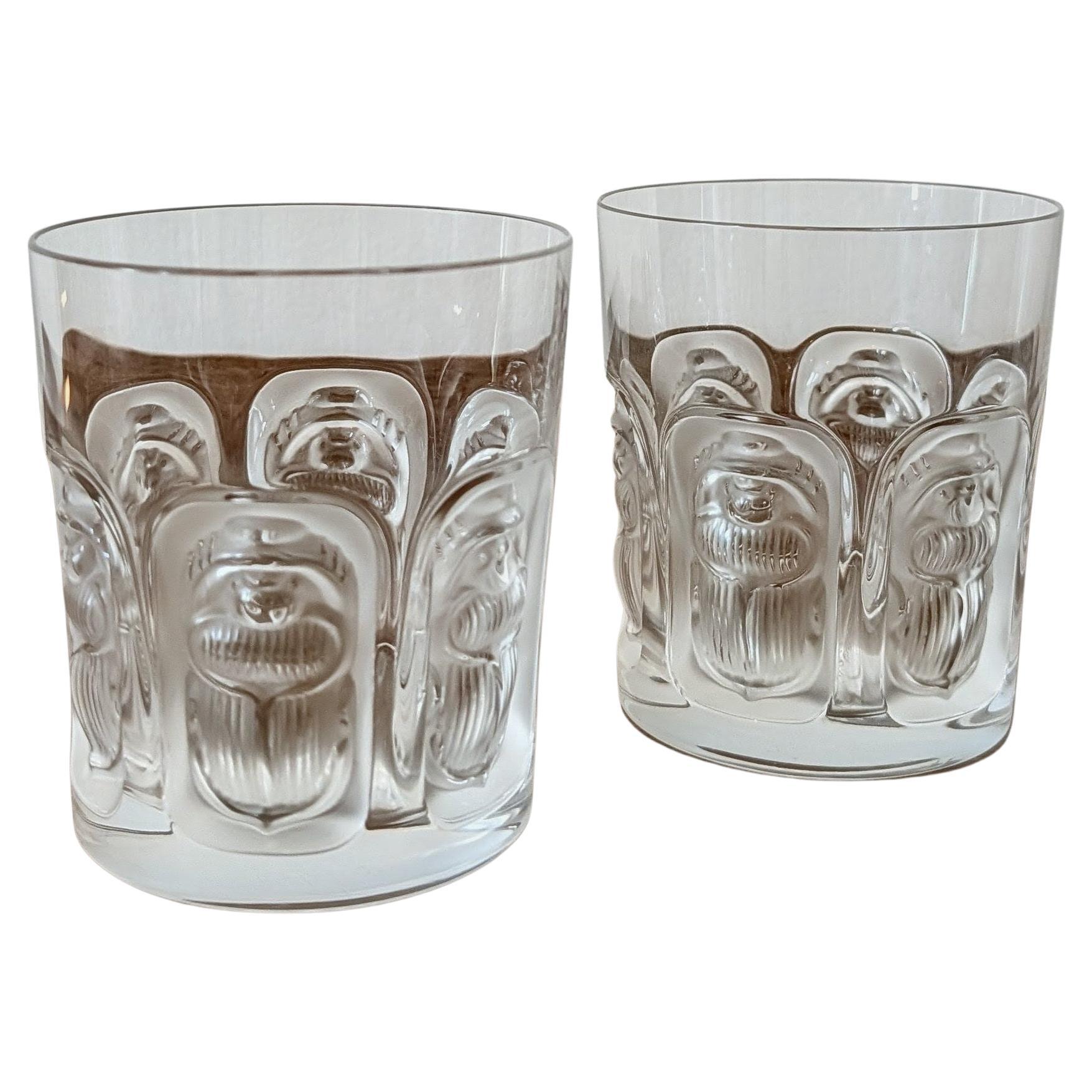 Verres en cristal Lalique "Khepri" Scarabée Egyptien, Signé Lalique France - 2 sets en vente