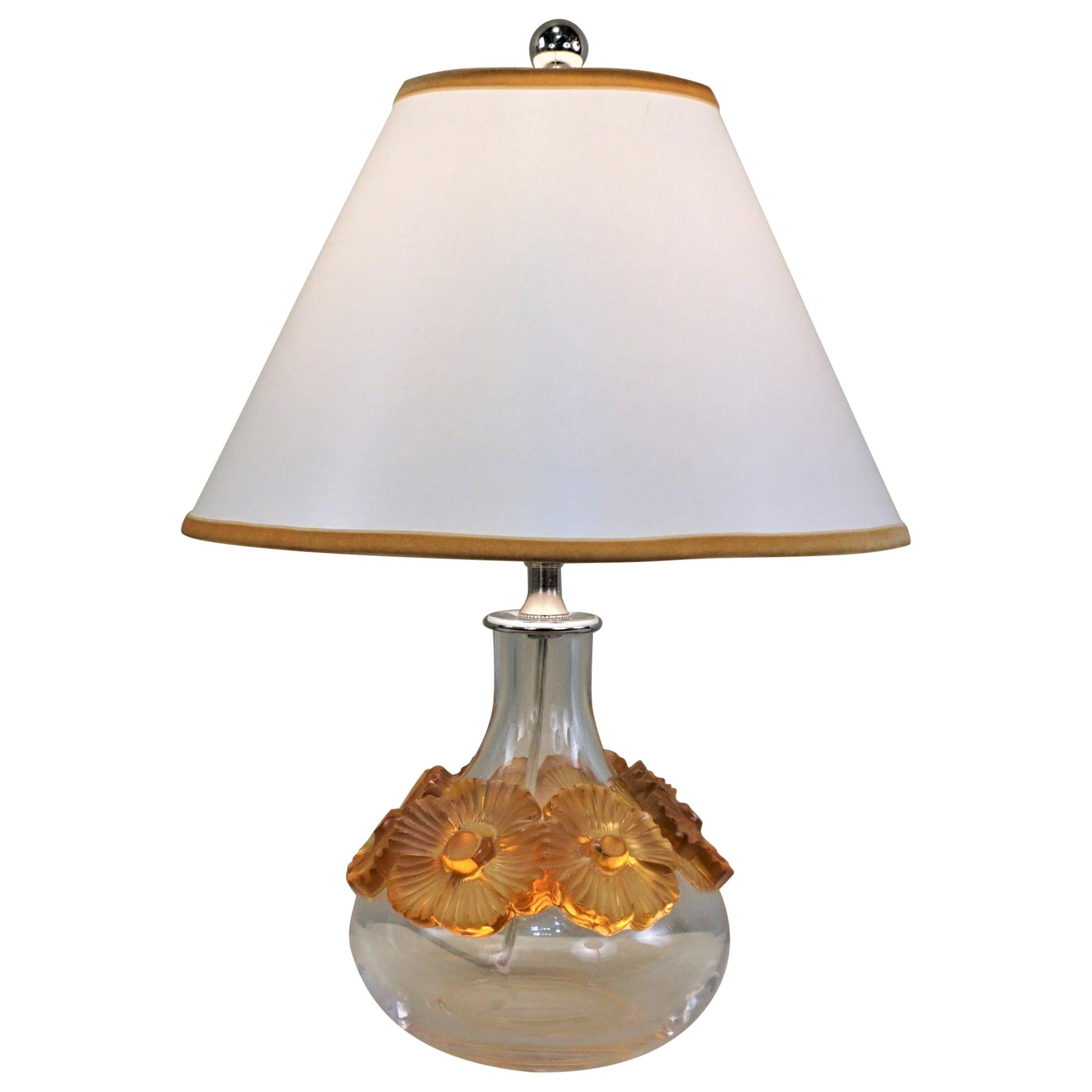 Lalique "La Fleur Au Lilas" Crystal Table Lamp