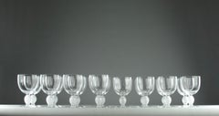 Lalique, Copas de Cristal "Langeais" (16 Piezas), Francia Años 80