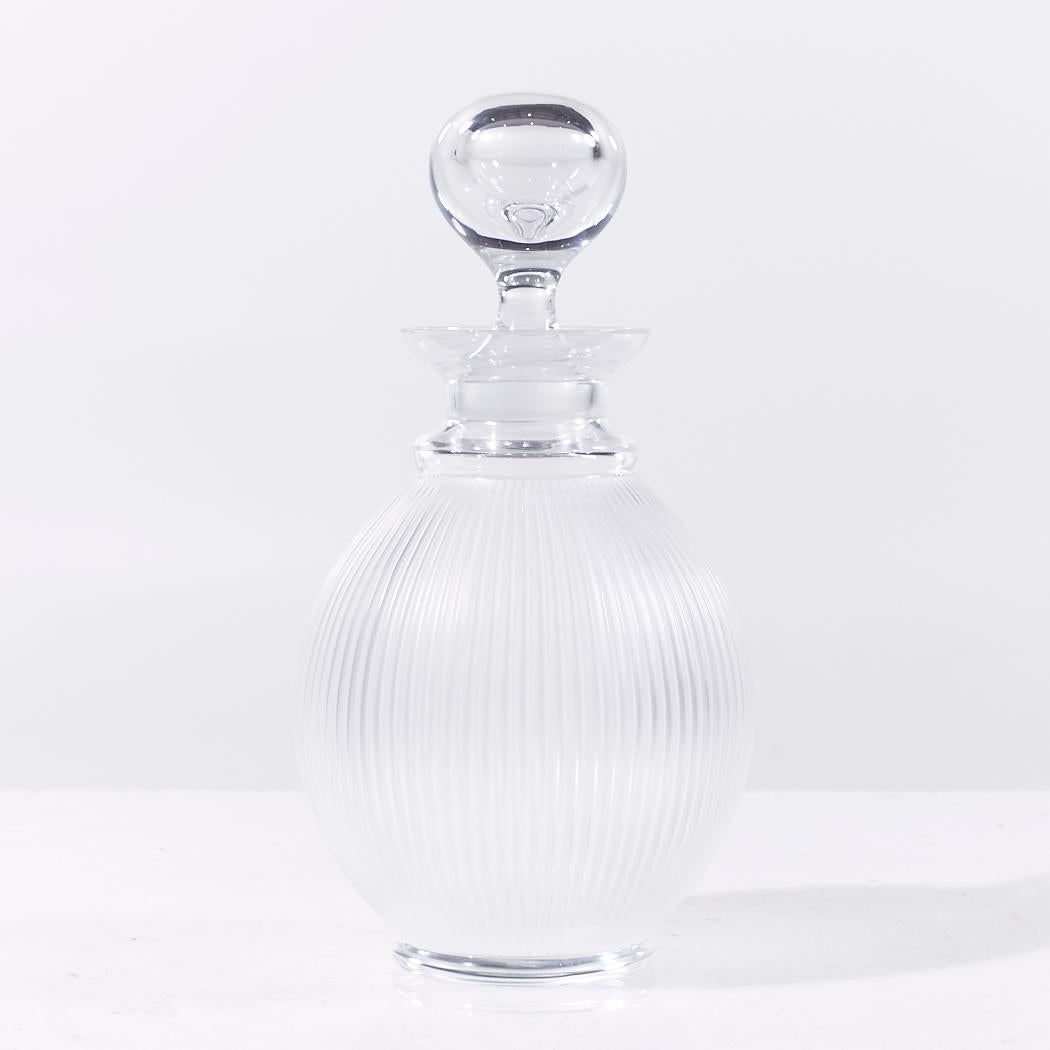 French Lalique Langeais Fluted Frosted Crystal Wine Decanter For Sale