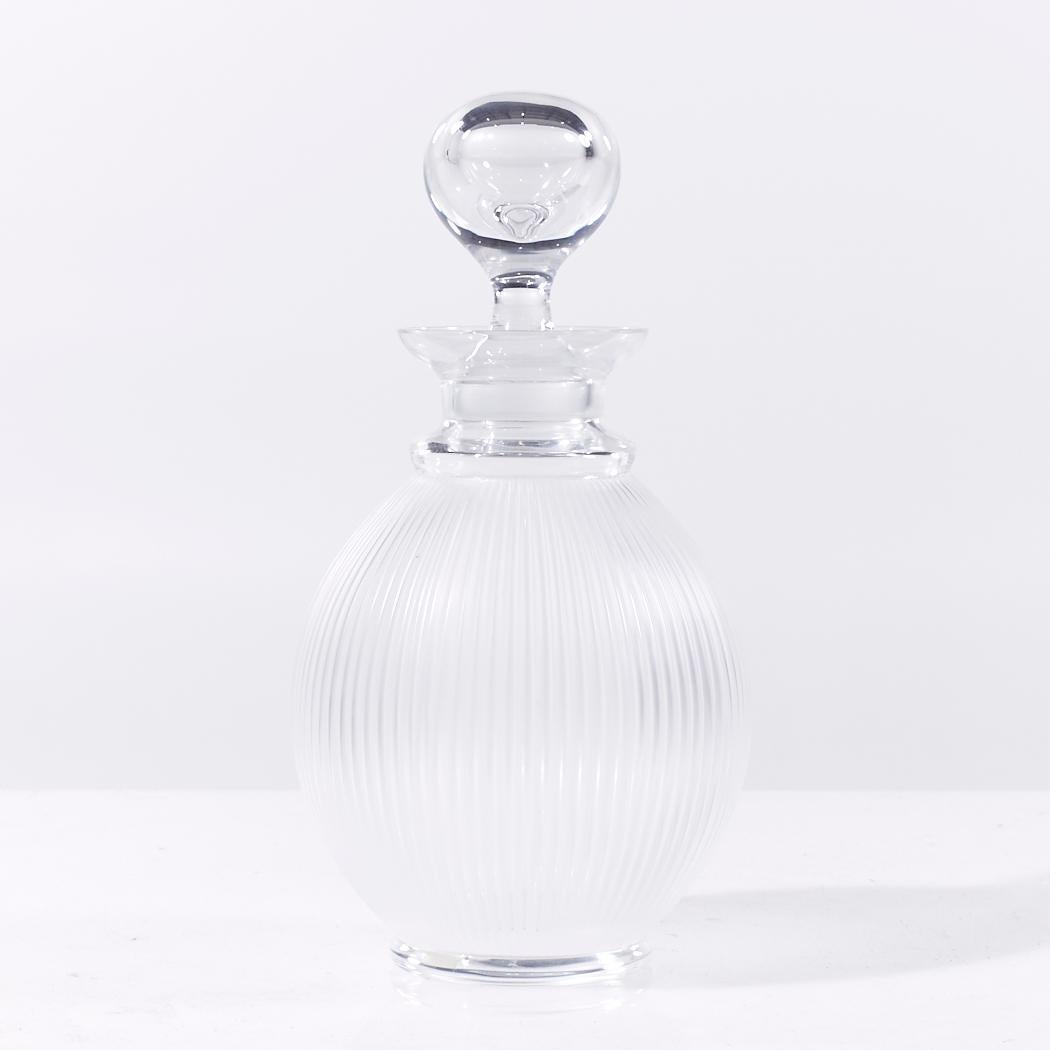 Lalique Langeais Fluted Frosted Crystal Wine Decanter In Good Condition In Countryside, IL