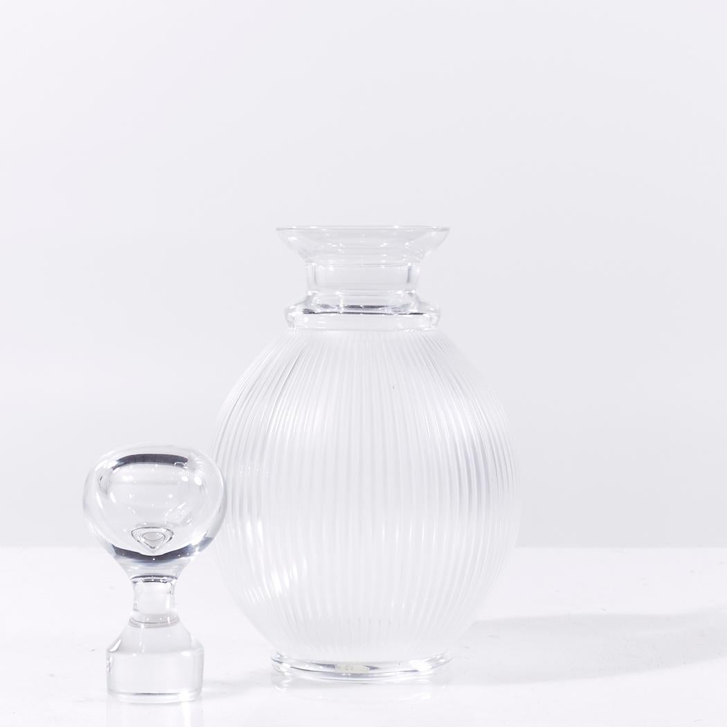 Lalique Langeais Fluted Frosted Crystal Wine Decanter For Sale 1