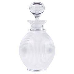 Used Lalique Langeais Fluted Frosted Crystal Wine Decanter