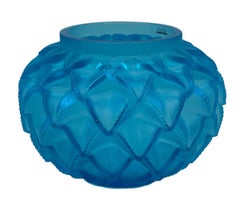 Lalique Languedoc Pale Blue Crystal Vase, Model No. 1021
