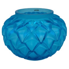 Lalique Languedoc Pale Blue Crystal Vase, Model No. 1021